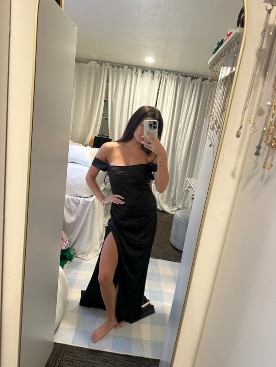 Lulus Dresses & Skirts - Lulu's Black One-Shoulder Evening Gown with High Slit